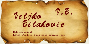 Veljko Bilaković vizit kartica